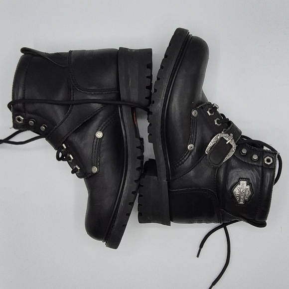 Harley-Davidson Black Leather Lace-Up Strap Motorcycle Boots main image 7